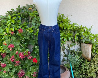 70s 80s Tony Lama Jeans Dark Denim Straight Leg Blue Denim Western Jeans Waist 25