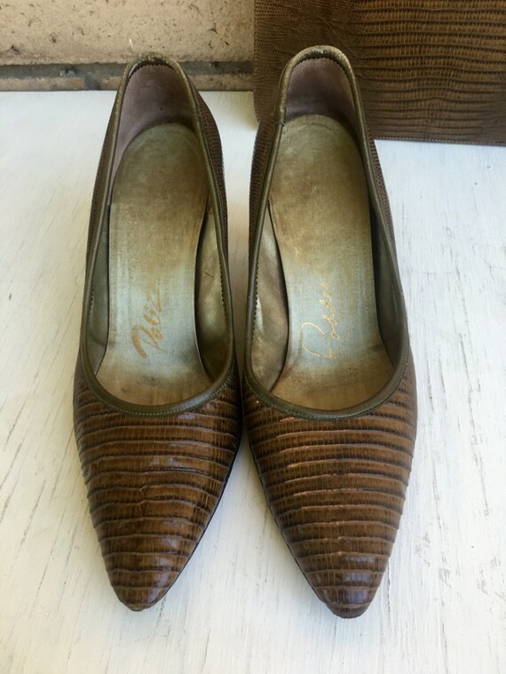 50s Reptile High Heels & Purse Designer Set by Pa… - image 4