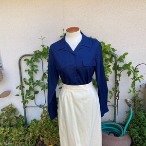 90s Aline Cream Wool Skirt Flat Front Pencil Skirt by Worthington Size M-L Waist 31-33