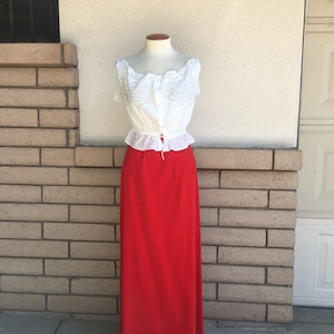 70s Red Velvet Maxi Skirt Waist 27 Vintage High Waist Cherry Red Full Length Skirt Christmas Skirt