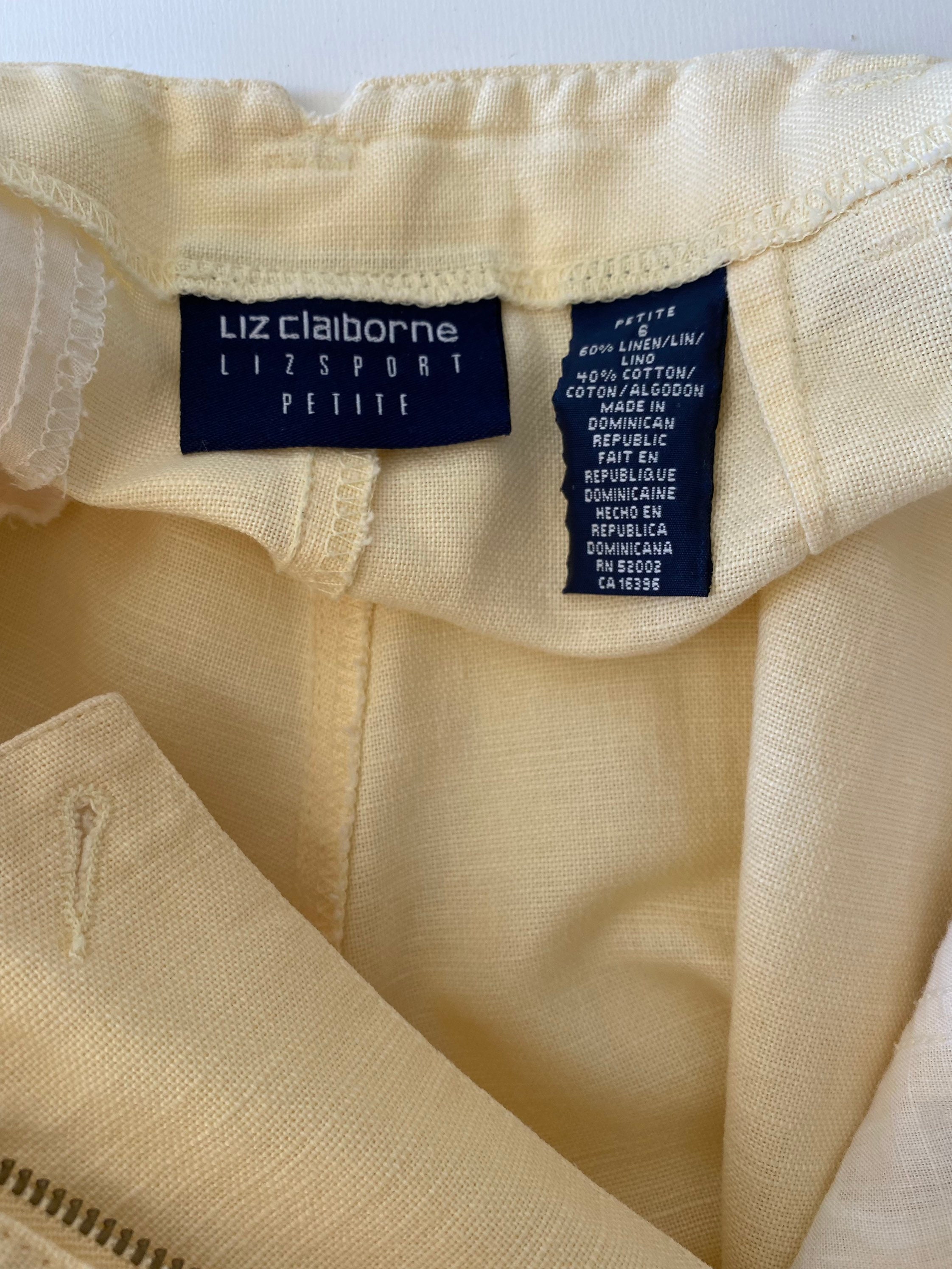 Vintage 90s Pale Yellow Linen Trousers Pleated Tapered High Vintage 90s Pale Yellow Linen Trousers Pleated Tapered High