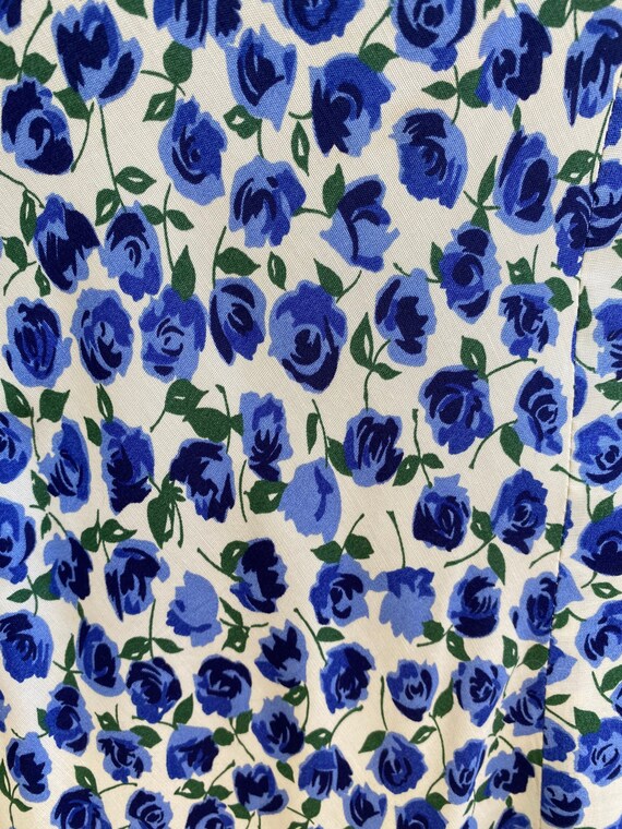 Vintage Blue Floral Maxi Dress // Draped Cowl Nec… - image 2