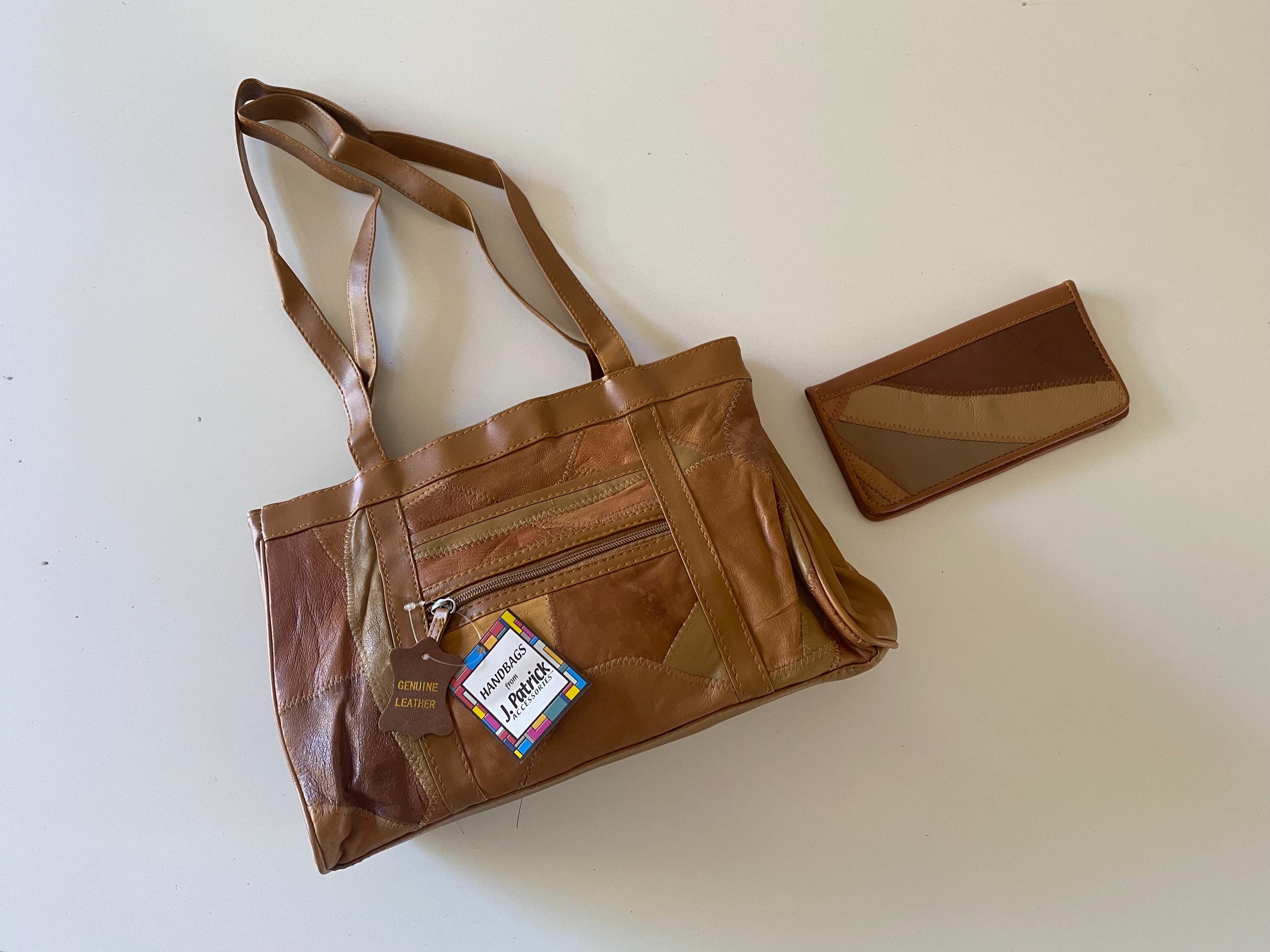 Vintage 90s NWT Leather Patchwork Shoulder Bag Caramel Butterscotch Purse & Wallet by J Patrick Accessories