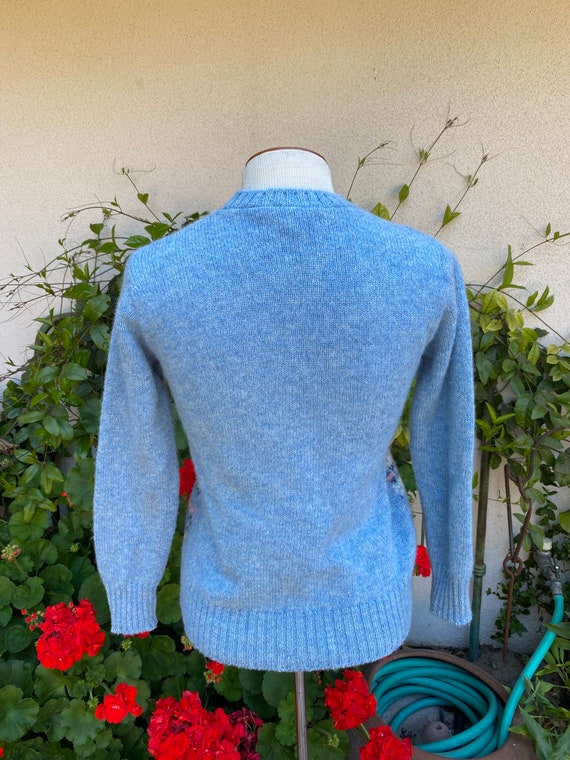 80s Pastel Wool Sweater Blue Pink Vintage Pullove… - image 5