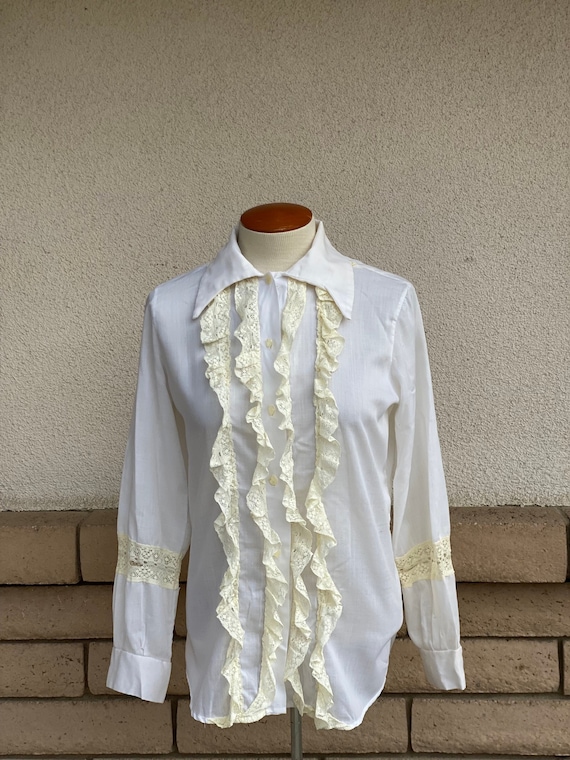 Sheer tuxedo blouse sale