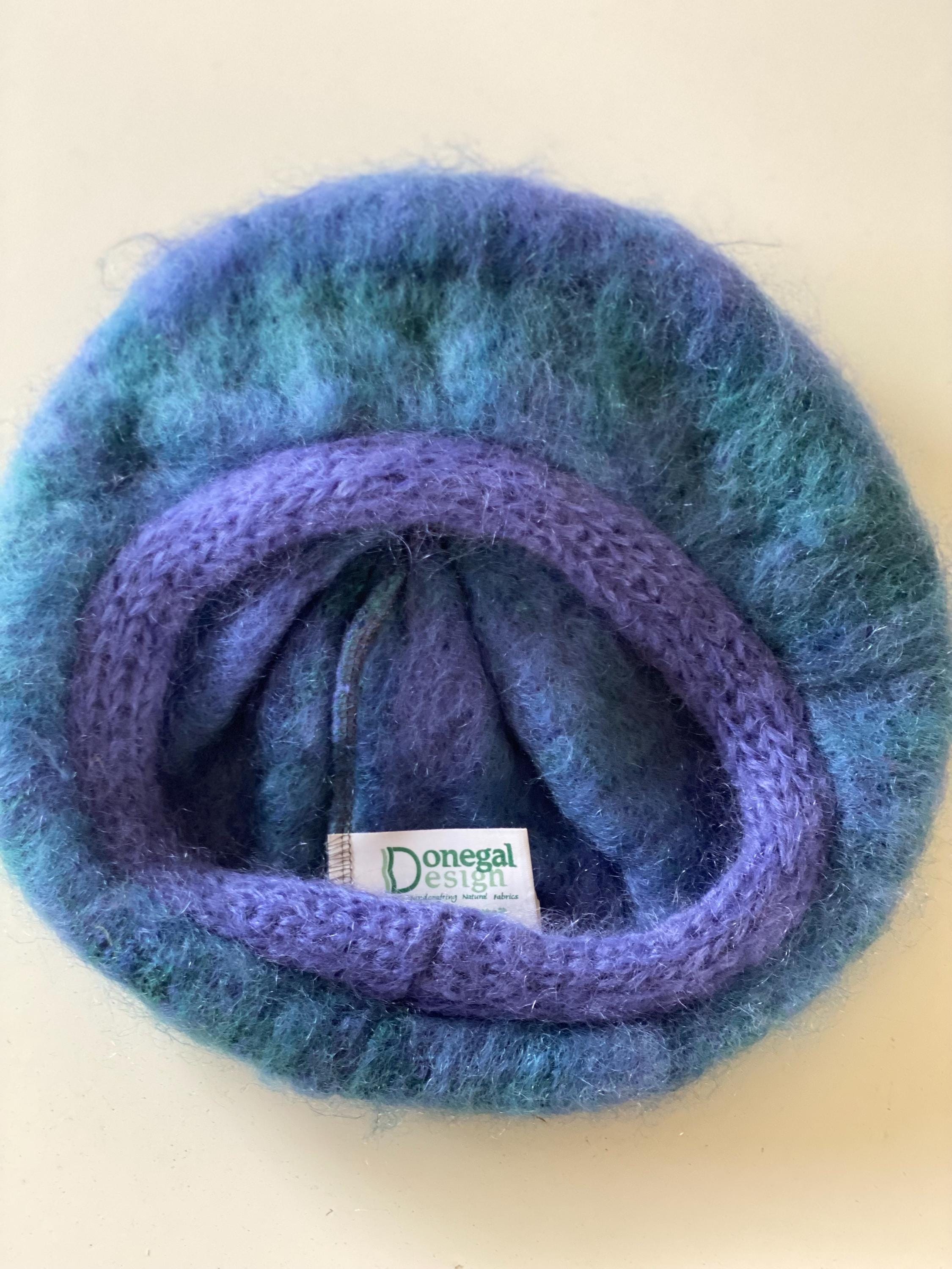 Vintage Donegal Design Women\'s Hat Handwoven Mohair & Wool Blue Tam Hat Beret Donegal Design Irelend Handwoven Mohair Wool Blend Blue  main image 2