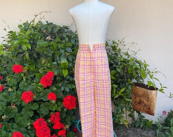 Vintage High Waisted Sutter Mills California Plaid Wide Bell