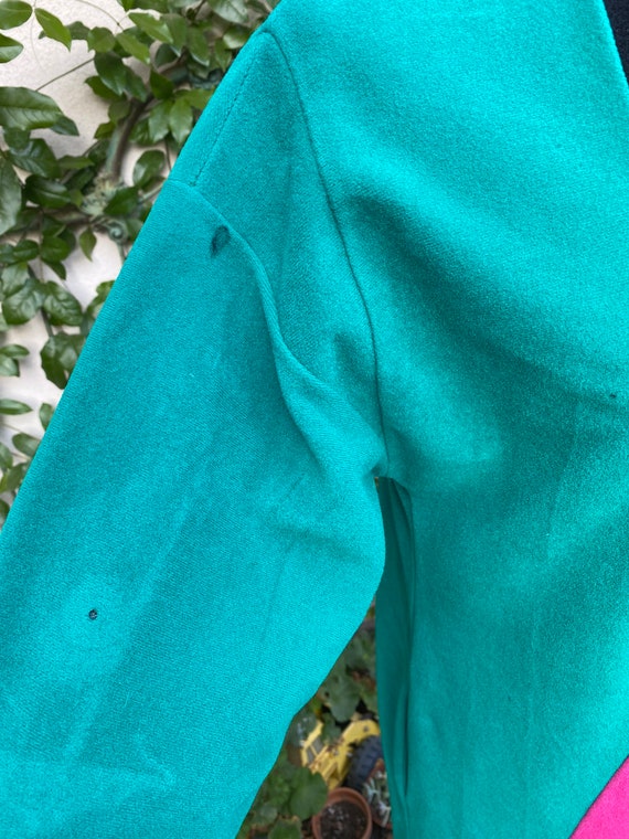 70s Vanity Fair Color Block Robe Emerald Green Ho… - image 7