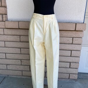 パンツ 90s Liz sport Two tuck Linen pants Vintage 90s Ivory Linen Cotton Pleated Front Trouser Pants