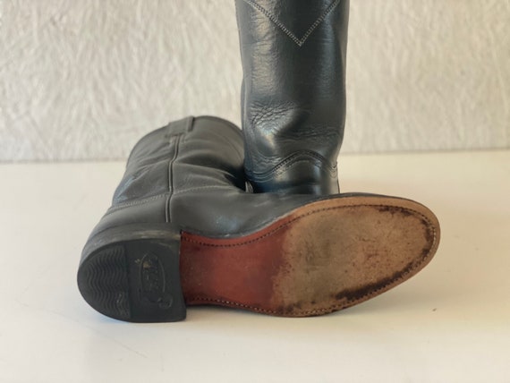 Vintage Gun Metal Gray Leather Justin Boots Women… - image 6