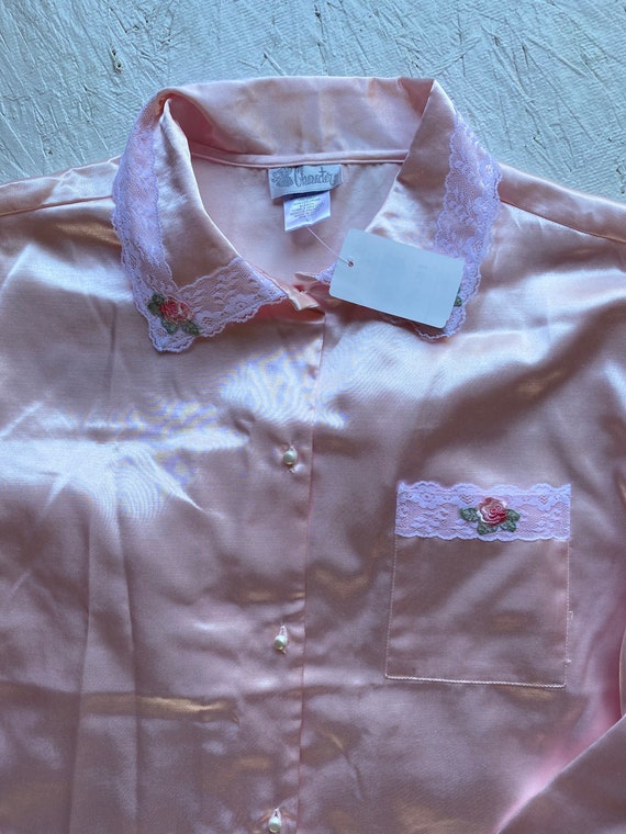 90s NWT Silky Lace Pajamas // 2-Piece Pink Sleepw… - image 3