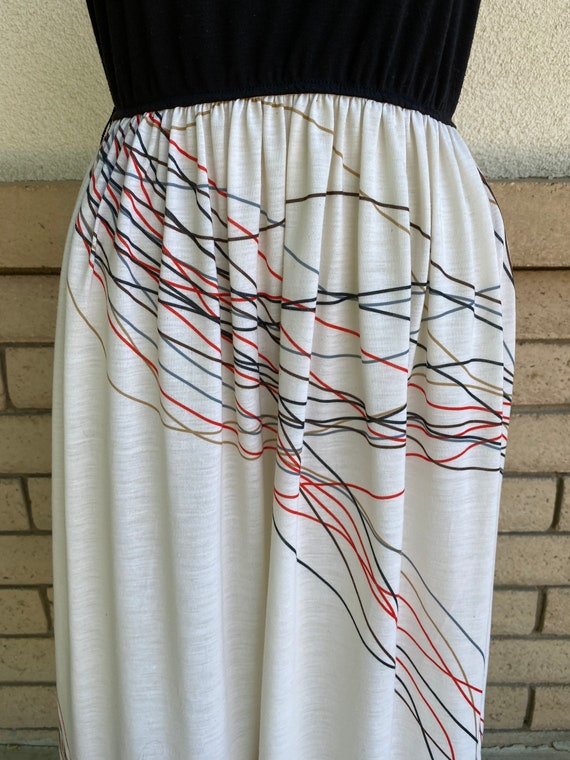 70s String Knit Cape Dress High Waist Contrast Su… - image 4