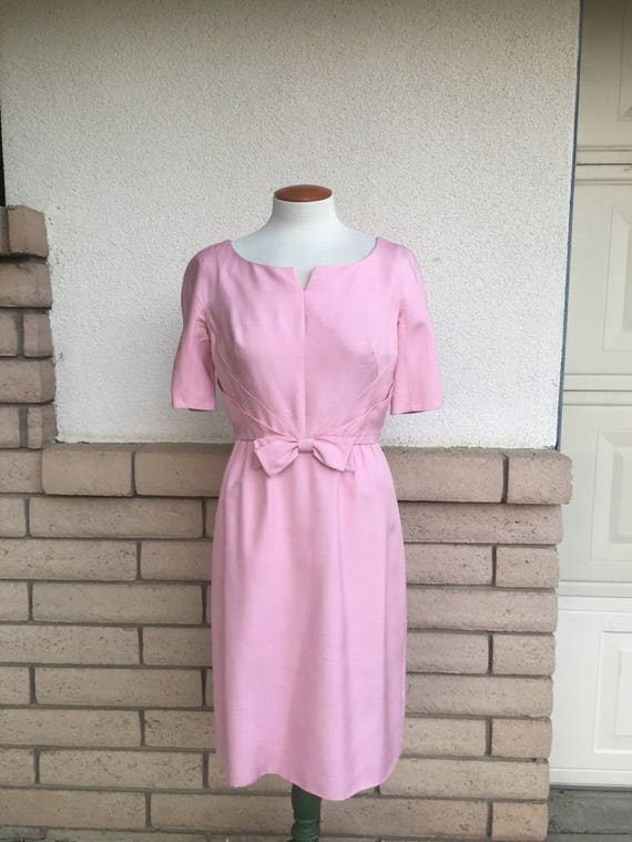 60s Dusty Rose Bombshell Dress Pink Party Dress b… - image 1