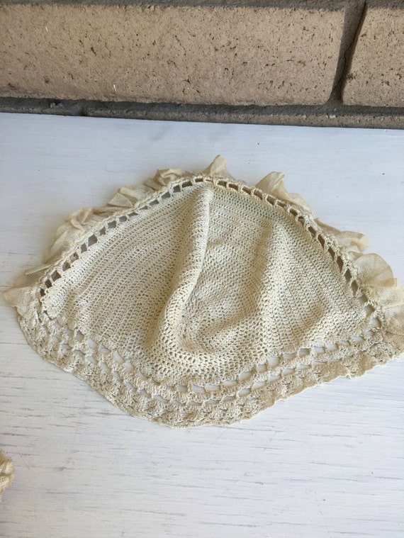 Vintage Antique Bonnet, 1920's Crocheted Silk Lac… - image 4