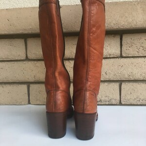 Vintage 70s Rust Woven Leather Knee High Boots Made in Uruguay Size 7 1/2 B image 5