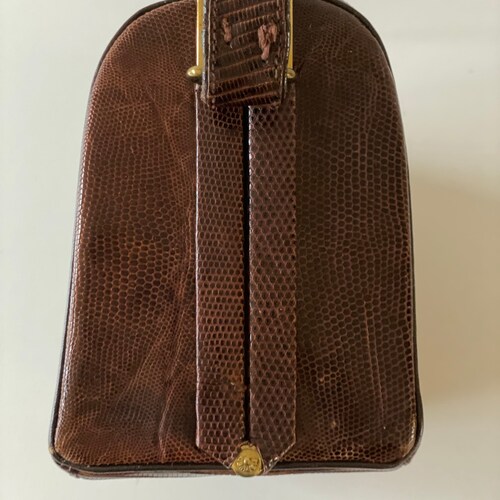 Vintage 50s Mini Reptile Handbag // Mid-Century 1950s Top Handle Exotic orders Leather Small Purse Madwed