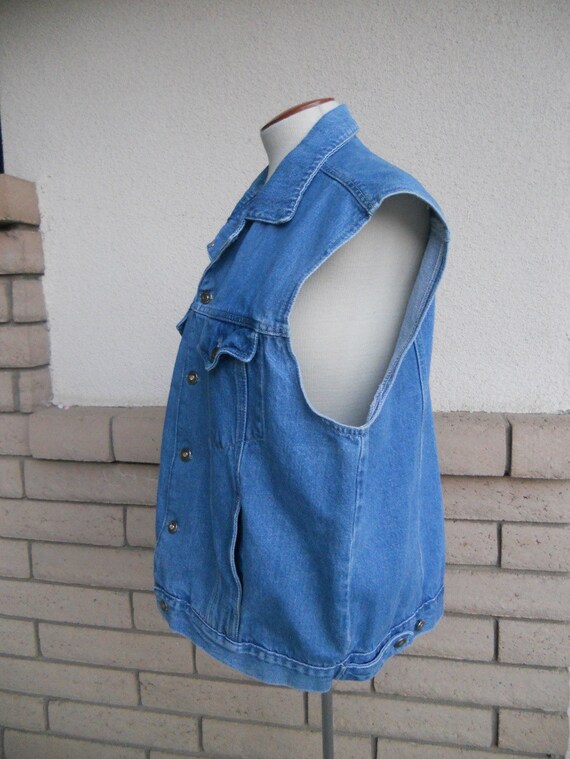 Denim Vest 80s 90s Vintage Blue Jean Vest Unisex … - image 3