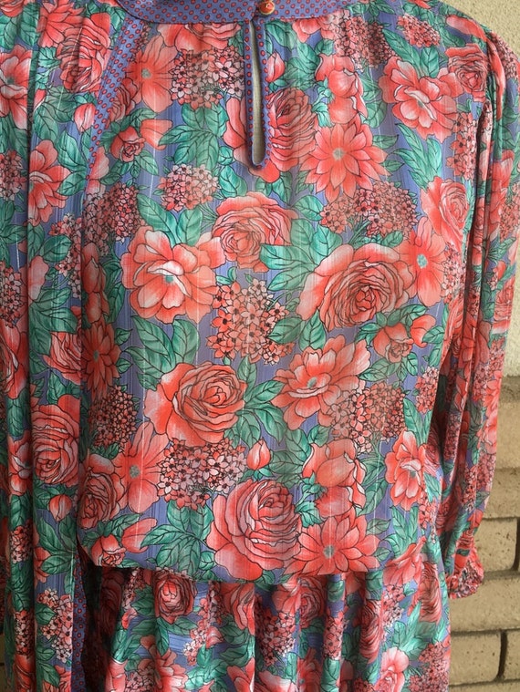 SALE 80s Diane Freis Dress Pink Floral Print with… - image 2