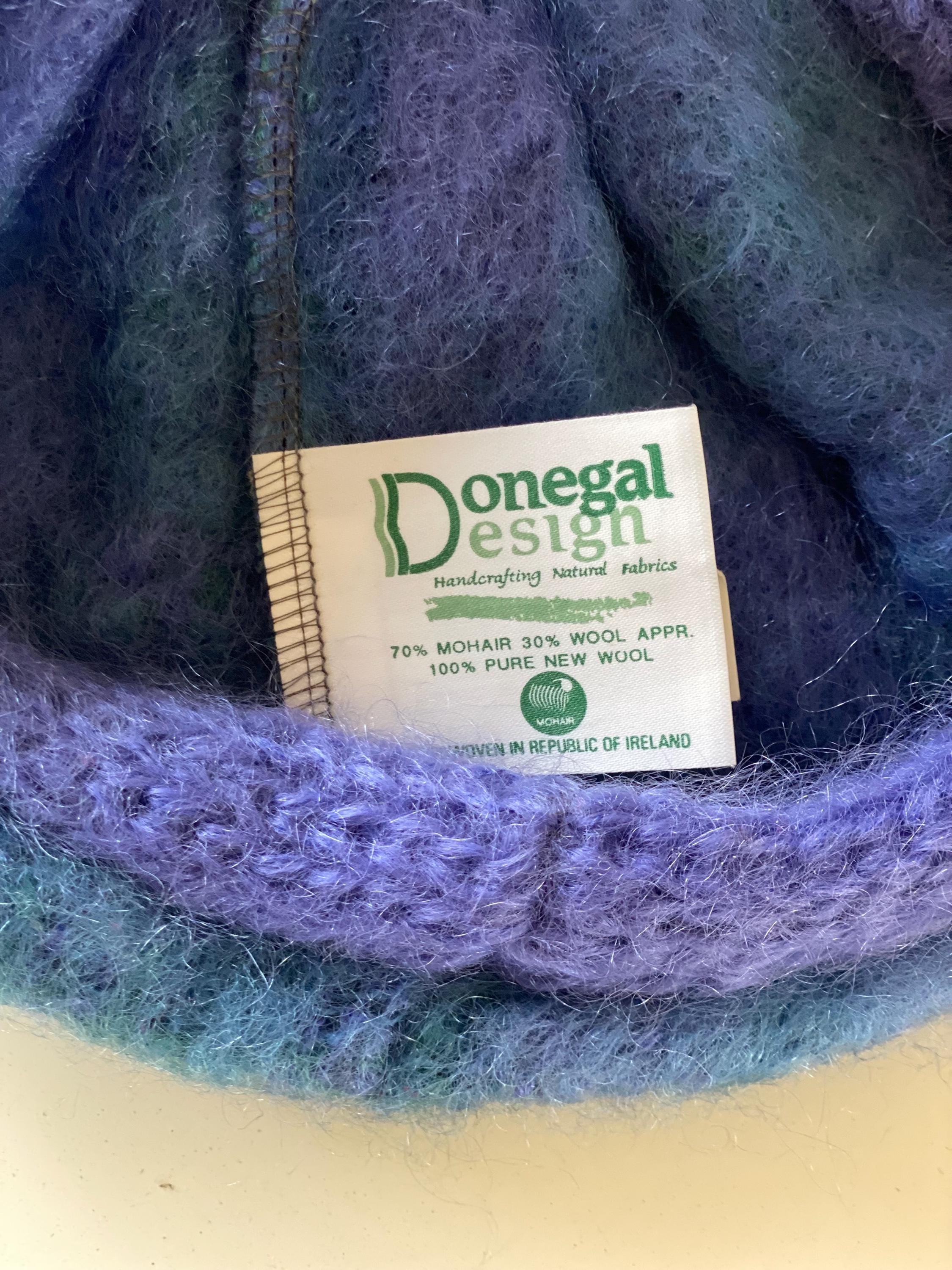VTG Donegal Design Mohair Wool Beret Purple Fuzzy Pom Handwoven Ireland Hat Vintage Purple Mohair Wool Beret Tam Pom Hat Men Women  main image 2