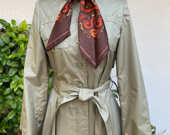 Vintage 70s Luba Belted Ascot Trench Coat Fit and Flare
