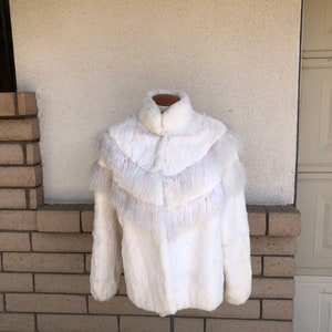Vintage 70s Boho Tibetan Lamb + Rabbit Fur Coat Shaggy Jacket Original France and Hong Kong Size Medium Large