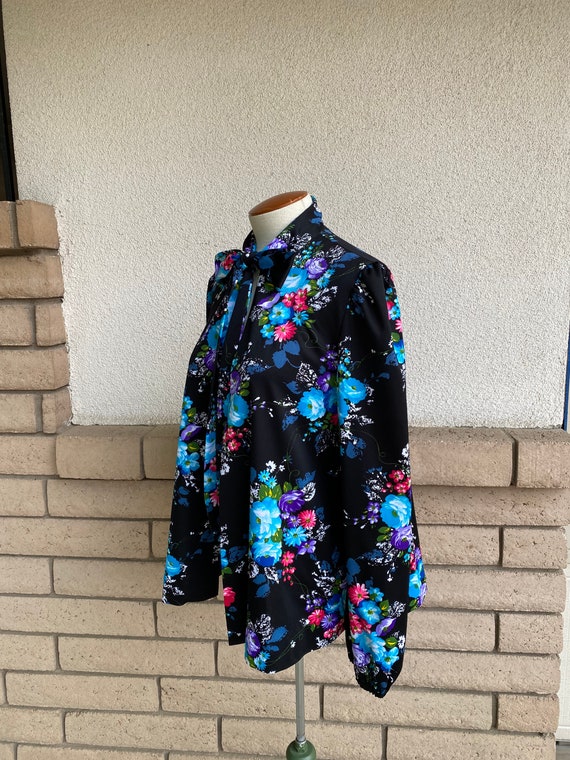 Vintage 70s Ascot Floral Jacket // Black Floral O… - image 4