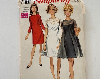 Size 44 1968 Cocktail Dress Pattern Simplicity 7961 Unused