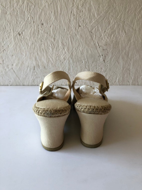 Vintage UNWORN Beige Linen Espadrilles Deadstock … - image 3