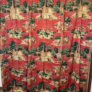Vintage Rare Victorian Style Drapery Panels Pinch Pleat Lined Drapes Curtains Set of 4 Panels 98&quot; Long Extra Long