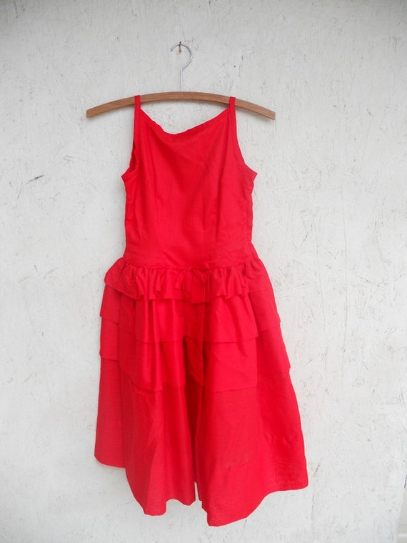 Vintage 50's Red Fit and Flare Crinoline Dress Jr. | Etsy