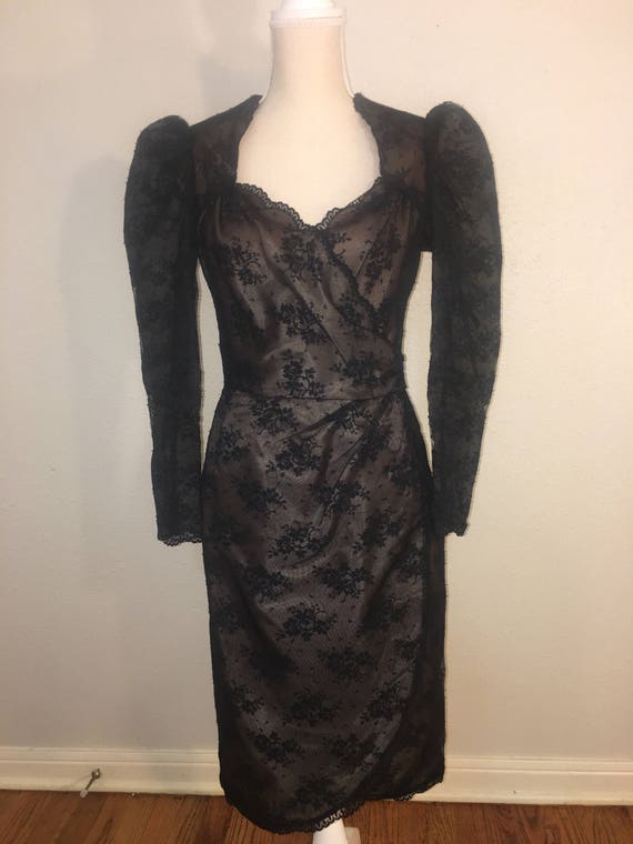 Victor Costa Black Lace Cocktail Dress