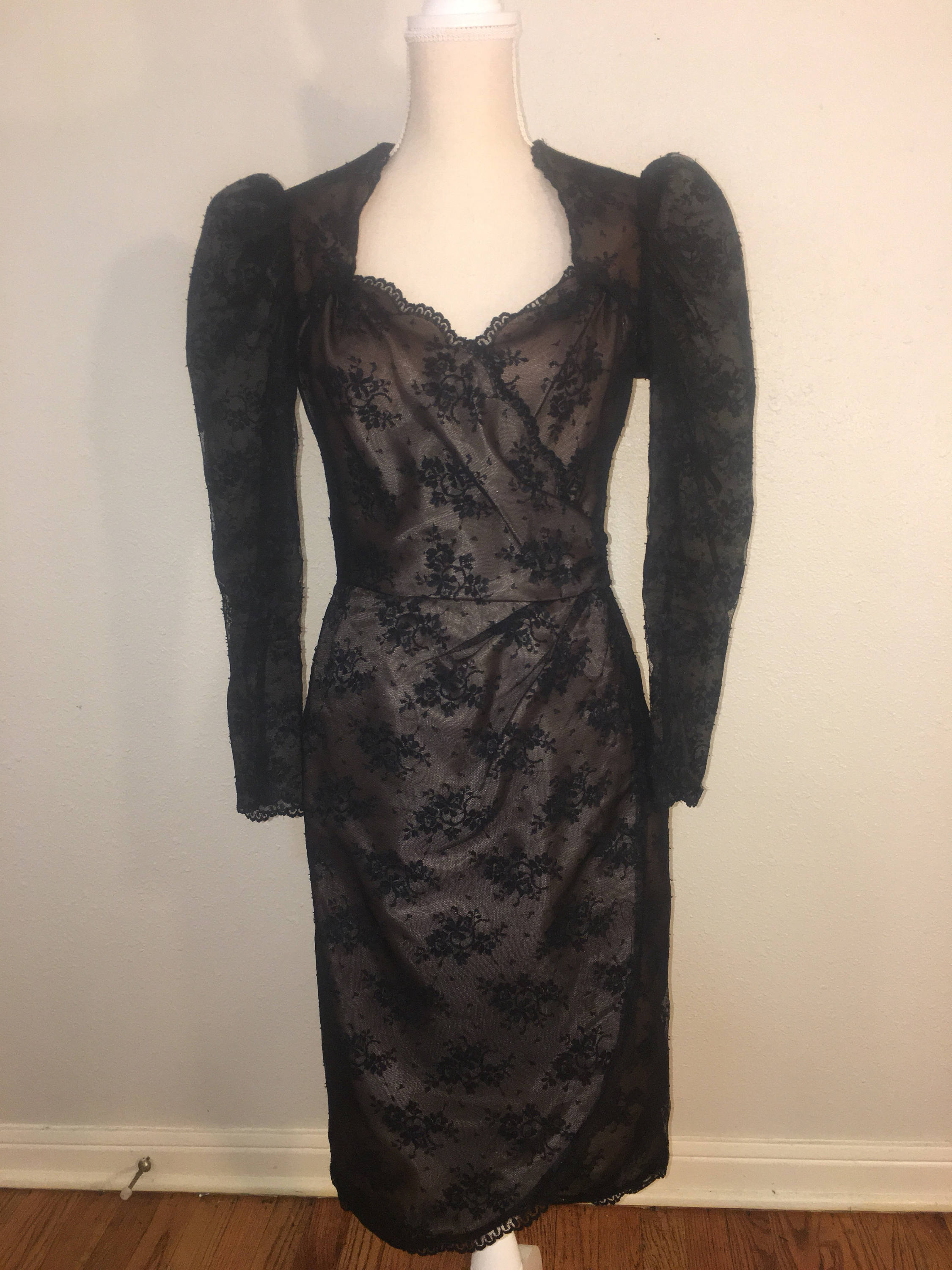 Robe De Bal Formelle Victor Costa Vintage - Taille 4, Couleur Noire, Longueur Midi - Neuf Sans étiquettes
