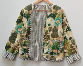 Cotton Jacket Quilted Cotton Jacket Handmade Jacket Jacket For Women Boho Coat Floral Jacket Block Print Coat,Gift for Her