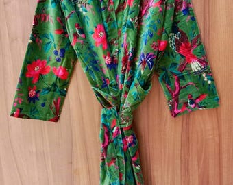 Handmade Cotton Velvet Kimono Robe: Cotton Banyan Fabric, Tassels, OFMD Inspired