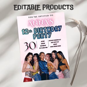 Katseye Birthday Invitation, Retro Gameboy Style, Editable Template (Digital Download)