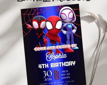 Invitación de cumpleaños editable de la Araña Fantasma, Fiesta de Spidey (Descarga digital)