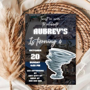 Editable Tornado Birthday Party Invitation Template ( 5x7 ) Digital Downloadable