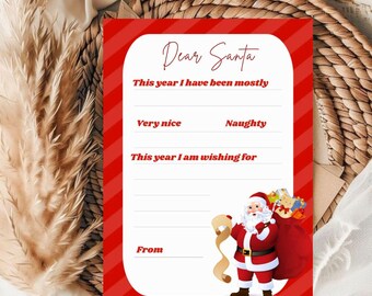 Carta a Papá Noel editable e imprimible (producto descargable digitalmente)