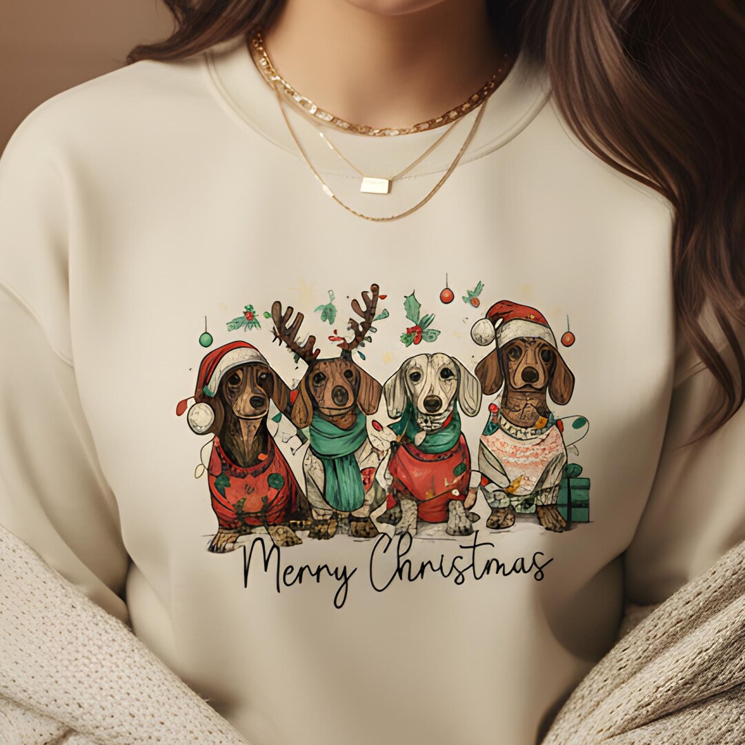 Merry Christmas Dachshund PNG, Cute Dogs Holiday Art, Dog Lover Shirt ...