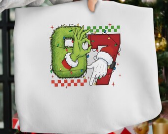 Six Seven Grinch Weihnachten PNG |  Trendiges Meme Urlaub Digitales Design | Lustige Weihnachtsstimmung | Karierte 67 Grinch Weihnacht | Digitaler Download