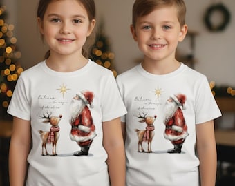 Glaube an die Magie von Weihnachten PNG | Weihnachtsmann und Rentier Kunst | Niedliches Weihnachtsdesign für T-Shirts | Urlaub Handwerk | Digitaler Download