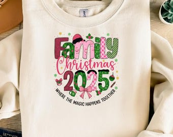 Familie Weihnachten 2025 PNG, Weihnachten SVG, Doodle Dots, Rentier Design (Digitaler Download)