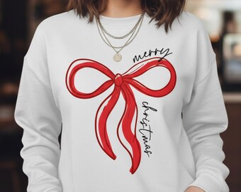Frohe Weihnachten Red Ribbon PNG, Kokette Urlaub Clipart, Winter Handwerk, DIY Shirt Design, Cricut PNG, Digital Download Datei