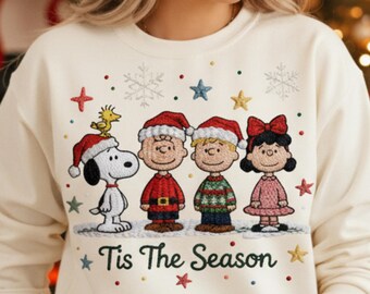 Tis The Season PNG |  Weihnachten Cartoon Charaktere PNG | Weihnachtscrew Shirt Design | Urlaub Stickstil | Digitaler Download
