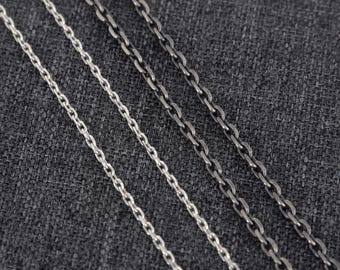 Colar masculino de prata esterlina oxidada com corrente de âncora, 2 mm x 2,5 mm.
