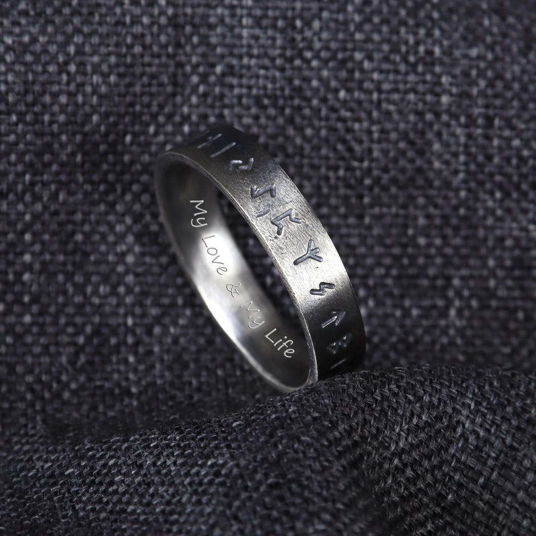 Personalized Sterling Silver Rune Ring Custom Engraved Viking Ring ...