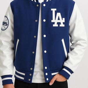 LA Baseball Varsity Jacke - Wollkörper PU Leder Ärmel – Dodgers Style Letterman Jacke für Männer