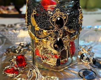 Gothic Mystery Jewelry Box, Handmade Dark Romantic Jewelry Set, Curated Rings, Necklaces, Earrings, Bracelets, Witchy Gift for Her
