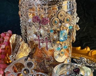 Mystery-sieradendoos – Soft Girl, minimalistisch goud, boho, heksenkristalstijlen – als verrassing samengesteld cadeau voor haar, ketting-oorbel-ringset