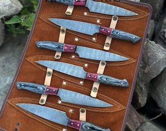 Handmade Damascus Steak Knives Set, Steak knife set with Wooden Handle, Personalized engraved knives, Anniversary Gift, Christmas Gift